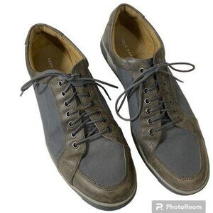 Cole Haan Quincy Shoes Men's Oxfords Sport Fashion Grey Leather Canvas Sz 12M